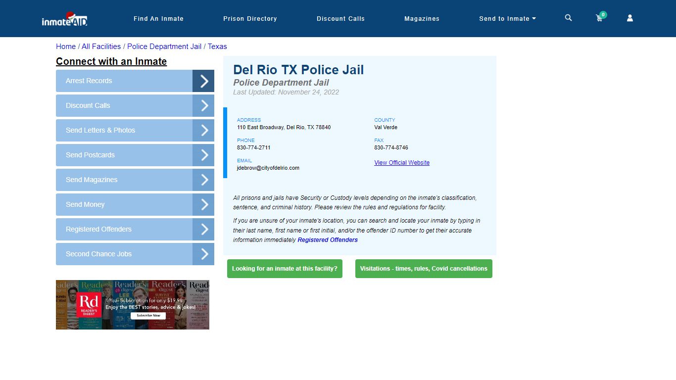 Del Rio TX Police Jail & Inmate Search - Del Rio, TX